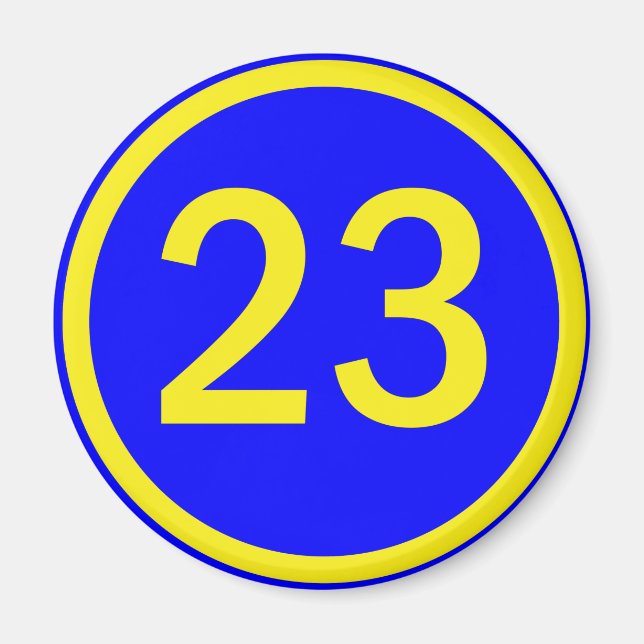 Zahl 23 in einem Kreis Magnet (Vorne)