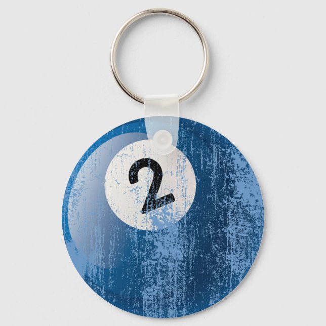 ZAHL 2 BILLIARDS BALL - ERODETER UND ALTER STIL SCHLÜSSELANHÄNGER (Vorderseite)