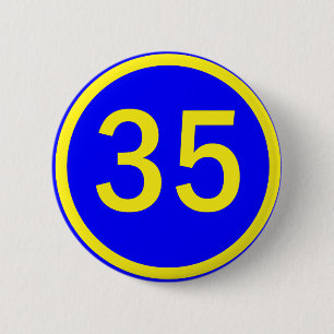 Zahl 35 in einem Kreis Button