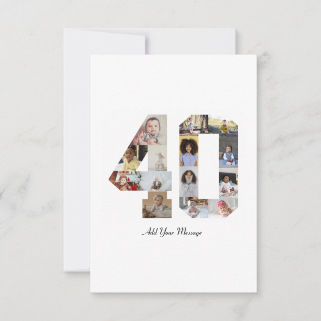 Zahl 40 FotoCollage Karte (Vorderseite)