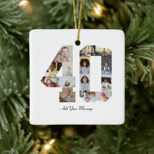 Zahl 40 FotoCollage Keramikornament