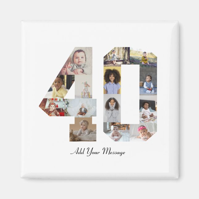 Zahl 40 FotoCollage Magnet (Vorne)