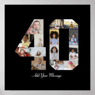 Zahl 40 FotoCollage Poster