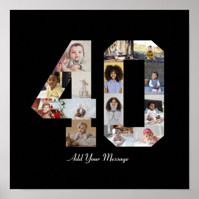 Zahl 40 FotoCollage Poster (Vorne)