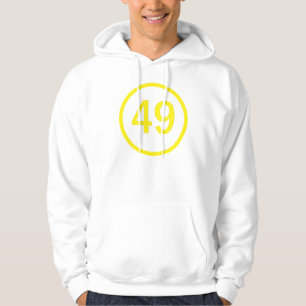 Zahl, 49, in einem Kreis Hoodie