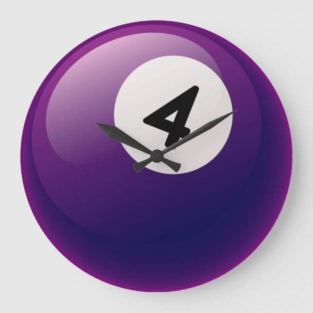 Zahl 4 Billiardstühle Große Wanduhr (Vorderseite)