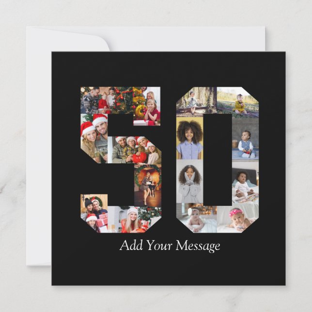 Zahl 50 FotoCollage Dankeskarte (Vorderseite)