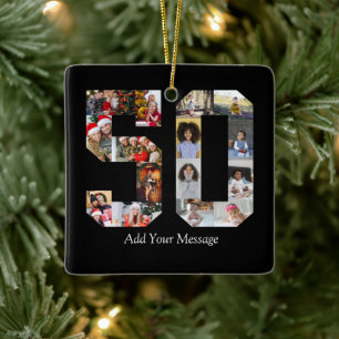 Zahl 50 FotoCollage Keramikornament