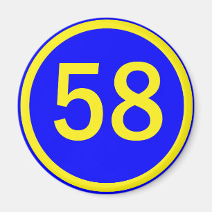 Zahl, 58, in einem Kreis Magnet