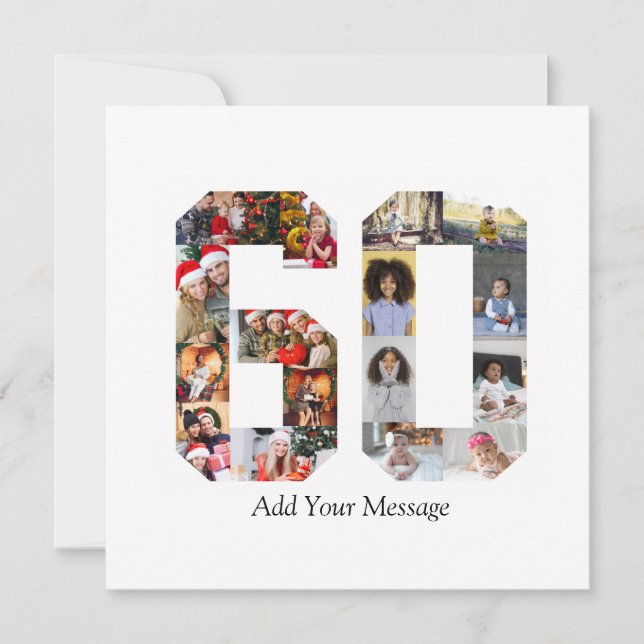 Zahl 60 FotoCollage Dankeskarte (Vorderseite)