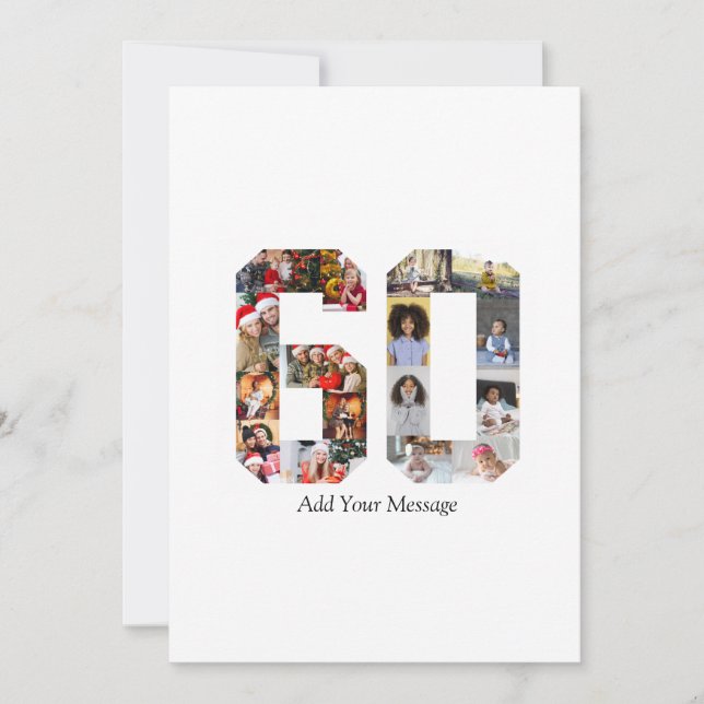 Zahl 60 FotoCollage Dankeskarte (Vorderseite)