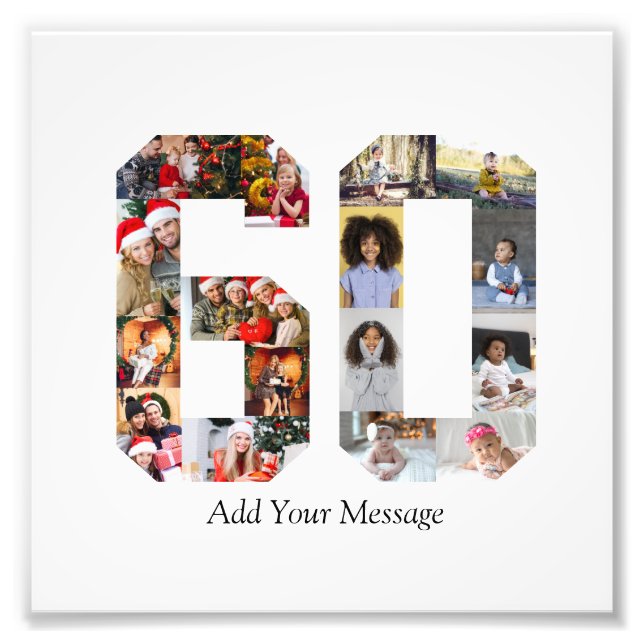 Zahl 60 FotoCollage Fotodruck (Vorne)