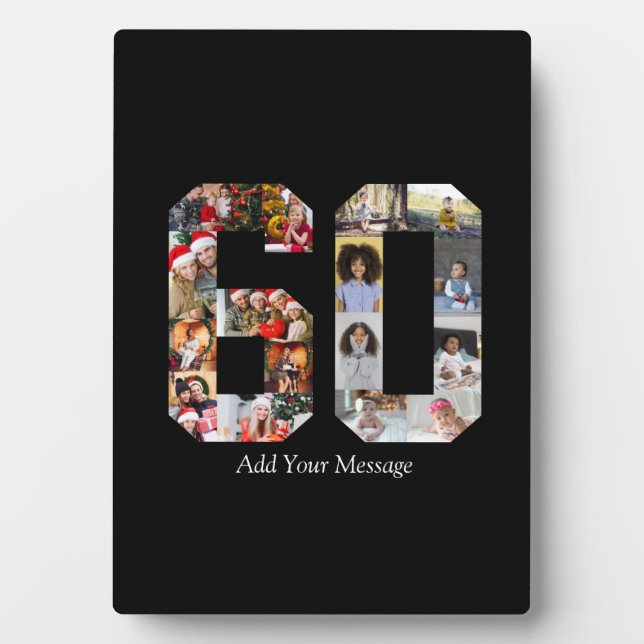 Zahl 60 FotoCollage Fotoplatte (Vorderseite)