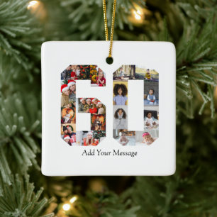 Zahl 60 FotoCollage Keramikornament