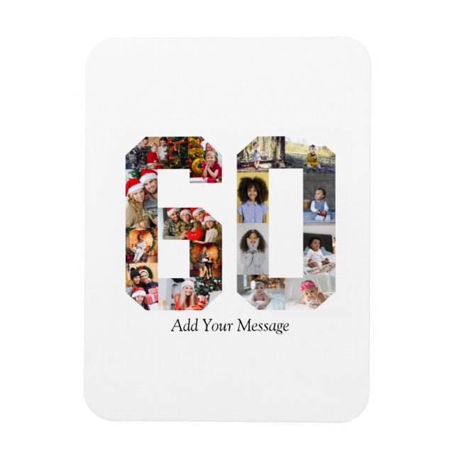 Zahl 60 FotoCollage Magnet (Vertikal)