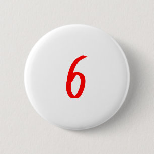 Zahl 6 sechs rote Farbe Button