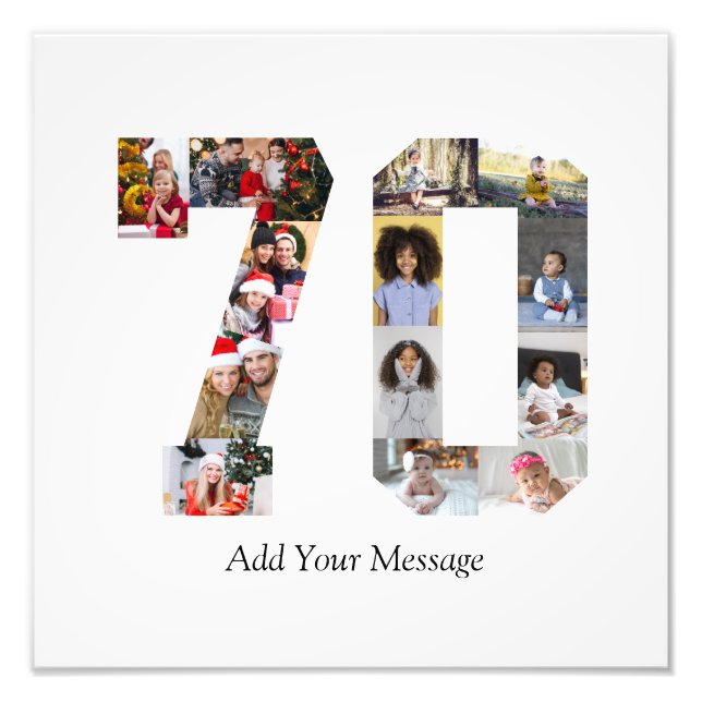 Zahl 70 FotoCollage Fotodruck (Vorne)