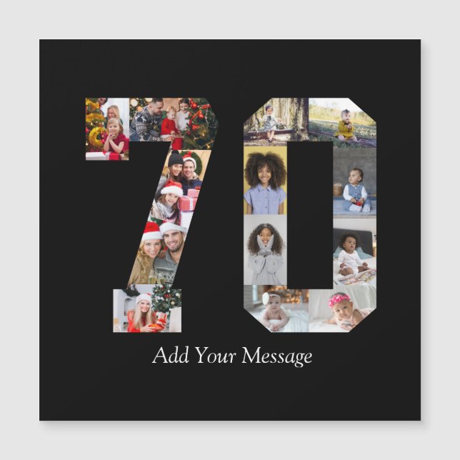 Zahl 70 FotoCollage Magnetkarte (Vorderseite)