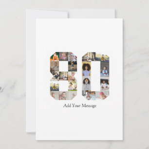 Zahl 80 FotoCollage Dankeskarte