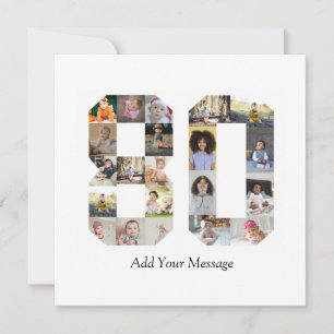 Zahl 80 FotoCollage Dankeskarte