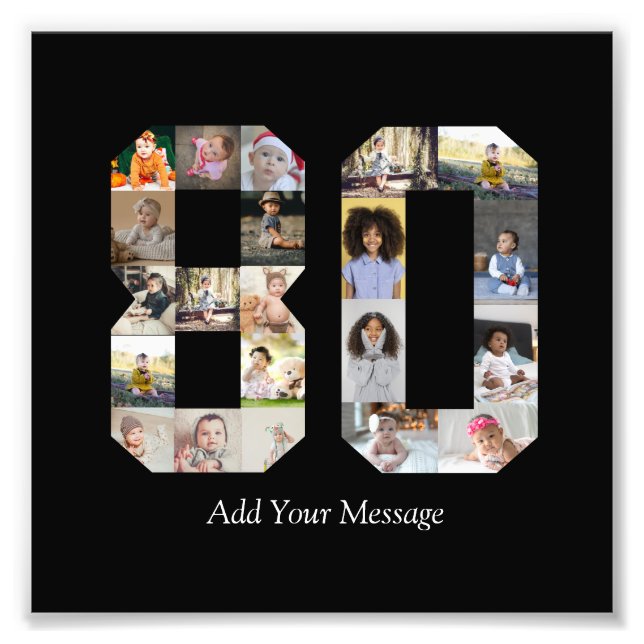 Zahl 80 FotoCollage Fotodruck (Vorne)