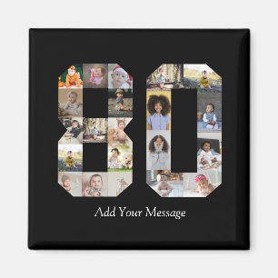 Zahl 80 FotoCollage Magnet