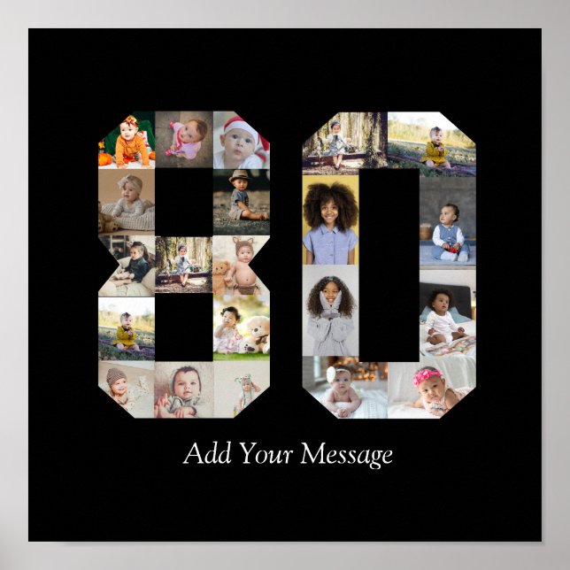 Zahl 80 FotoCollage Poster (Vorne)