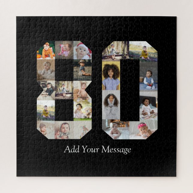 Zahl 80 FotoCollage Puzzle (Vertikal)