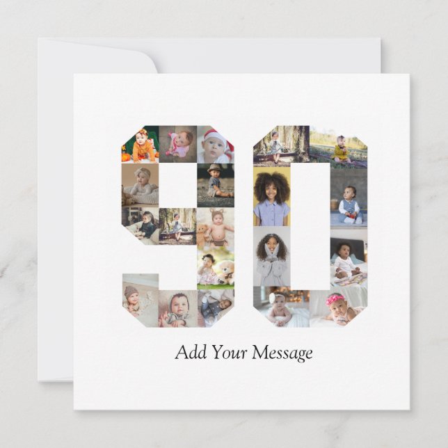 Zahl 90 FotoCollage Dankeskarte (Vorderseite)