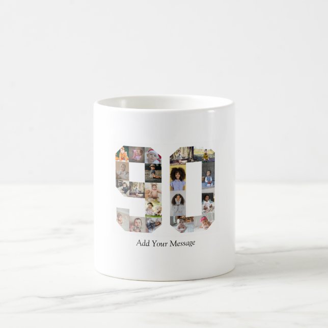 Zahl 90 FotoCollage Kaffeetasse (Mittel)