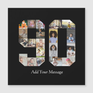 Zahl 90 FotoCollage Magnetkarte