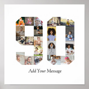Zahl 90 FotoCollage Poster