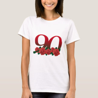 Zahl 90 oder 90. Geburtstag mit Blumen T-Shirt