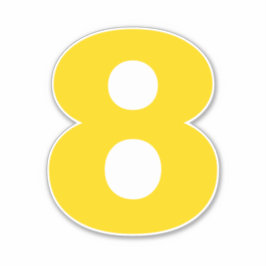 Zahl acht Gold- und Weißaufkleber Aufkleber