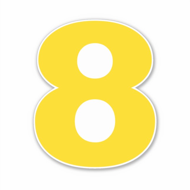 Zahl acht Gold- und Weißaufkleber Aufkleber (Vorderseite)