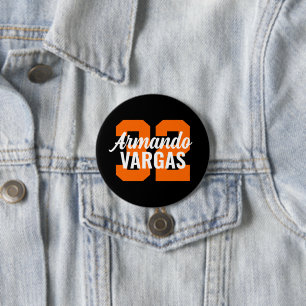 Zahl der schwarzen und orangen Athleten Jersey Button
