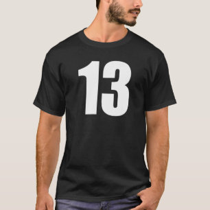 Zahl Dreizehnstellig 13 Schlichte weiße Zahlen Vor T-Shirt
