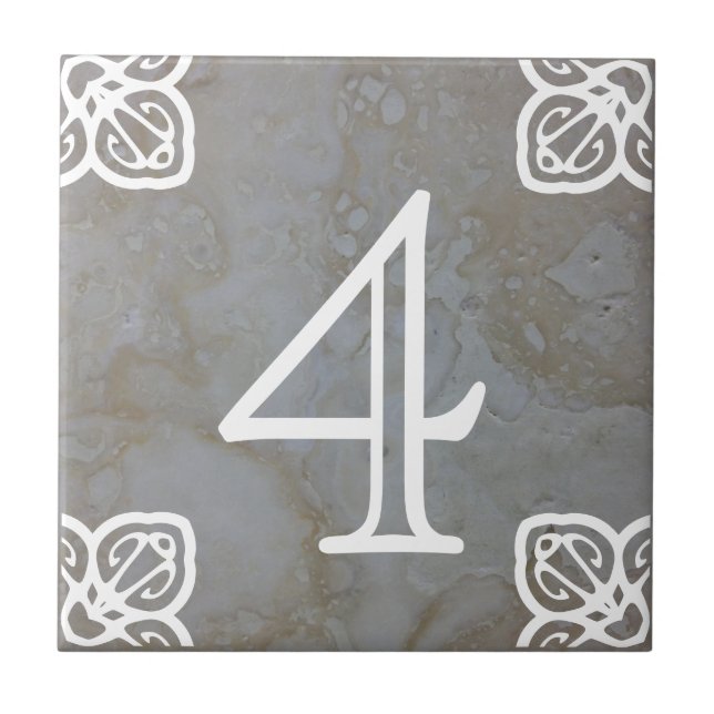Zahl-Fliese - spanisches Weiß auf Kalkstein Fliese (Vorderseite)