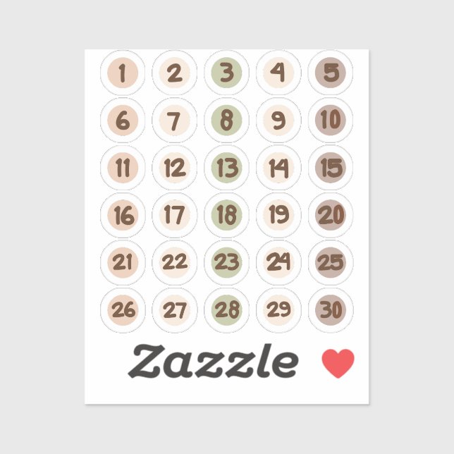 Zahl für Monatsplaner Aufkleber (Blatt)