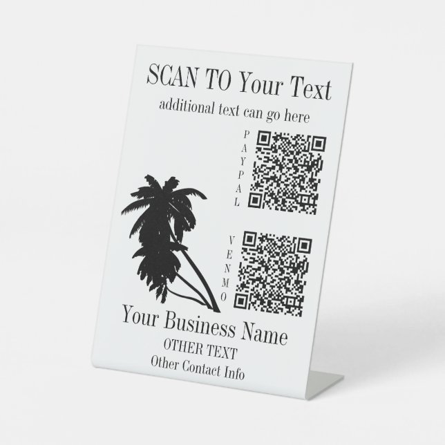 Zahl hier Schild 2 QR-Code Vorlage Tropischer Stra (Vorderseite)