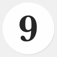 Zahl Neun Planung einfache 9 weißen Schwarz
