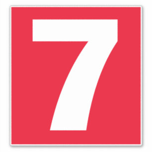 Zahl Sieben Rot-Weiß-Aufkleber Aufkleber