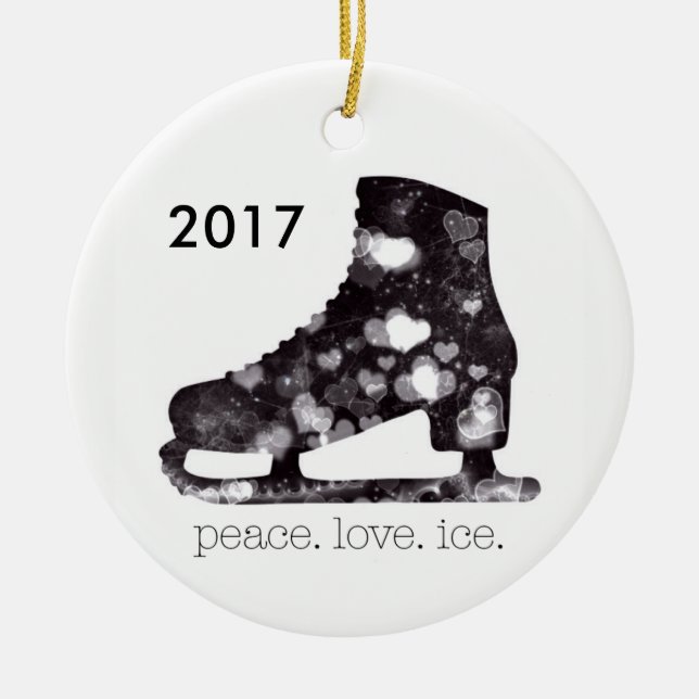 Zahl Skaten-Verzierungs-FriedensLiebe-Eis Keramik Ornament (Vorne)