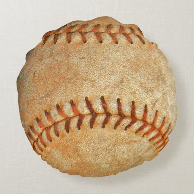 Zahl White Baseball Rundes Kissen (Rückseite)