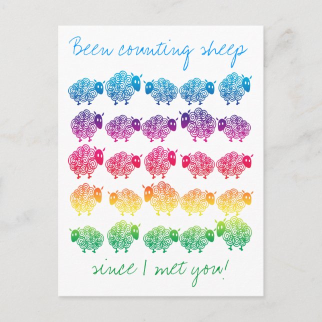 Zähle Schafe, seit ich dich getroffen habe! Postkarte (Vorderseite)