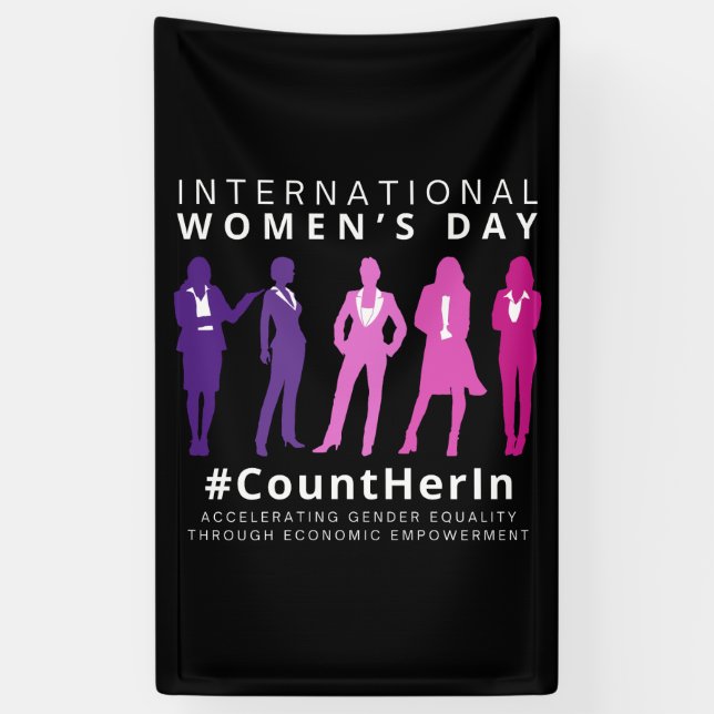 Zähle sie am Internationalen Frauentag Banner (Vertikal)