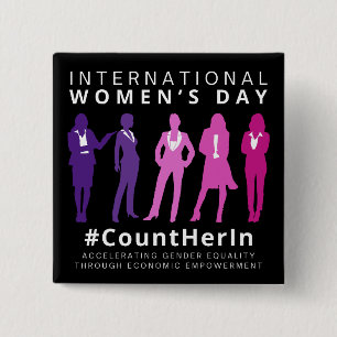 Zähle sie am Internationalen Frauentag Button