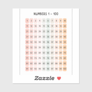 Zahlen 1 - 100 Kinderpädagogische Kunst Aufkleber