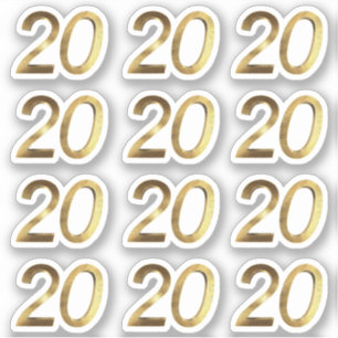 Zahlen 20 Imitate Gold 20 Jahre Aufkleber