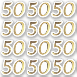 Zahlen 50 Imitate Gold 50 Jahre Jubiläum Aufkleber